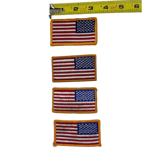 American Flag Patch Reversed (3) Hook and Loop (1) Sew On Set of 4 - Picture 4 of 4